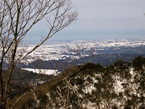 町並みと富山湾